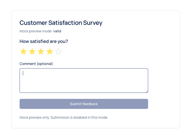 Customer Satisfaction external feedback form hosted by Appfero