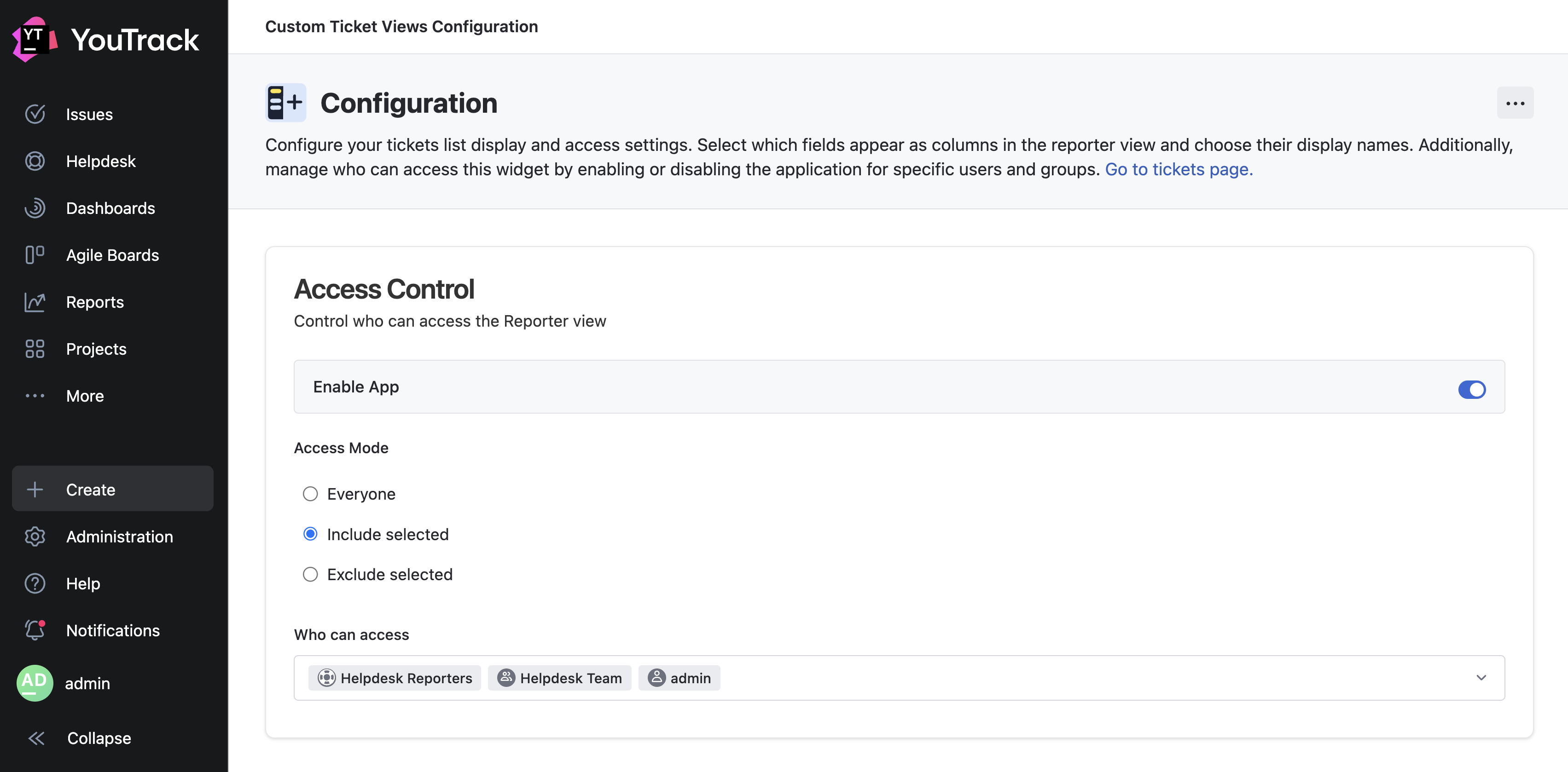 Custom Ticket Views - Access control
