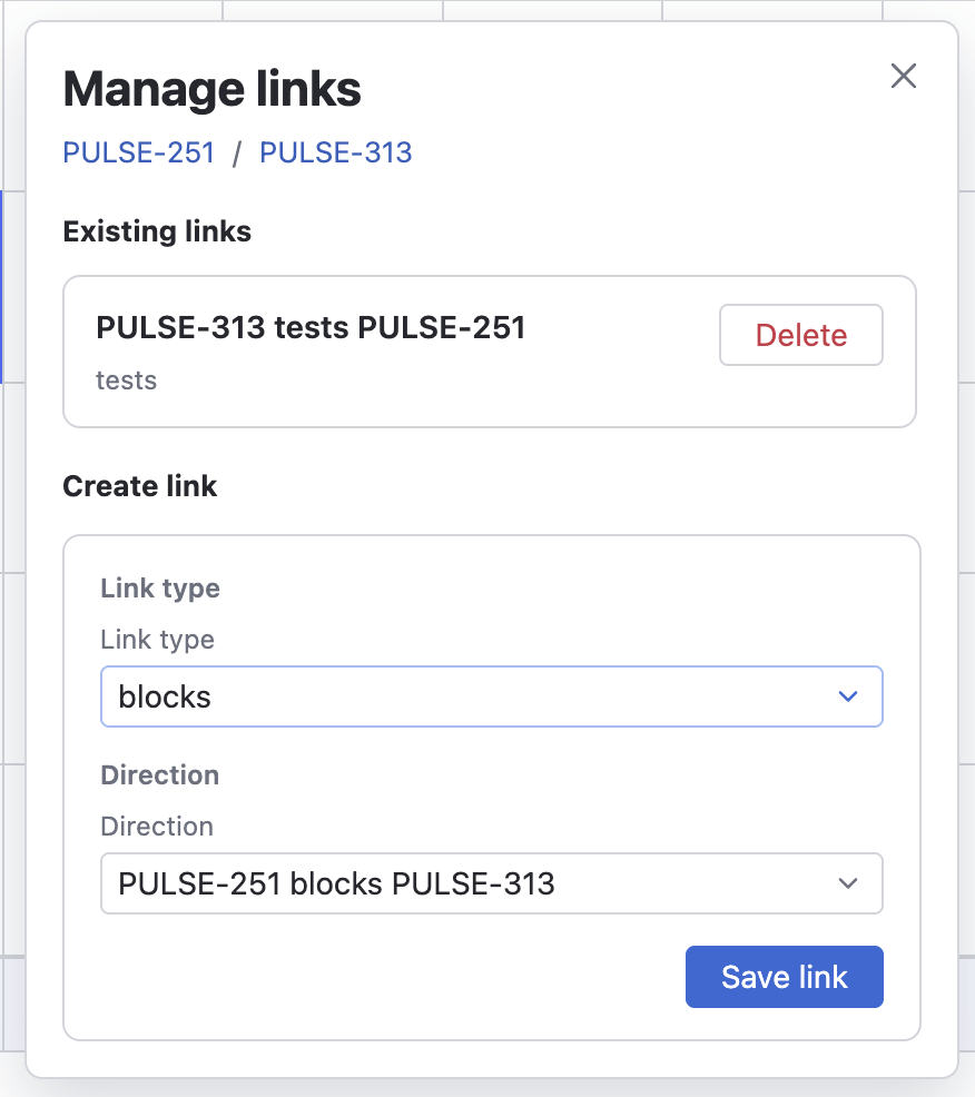 Traceability Matrix report relation edit dialog